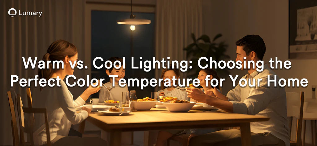 Family having dinner together under warm lighting in a cozy home setting